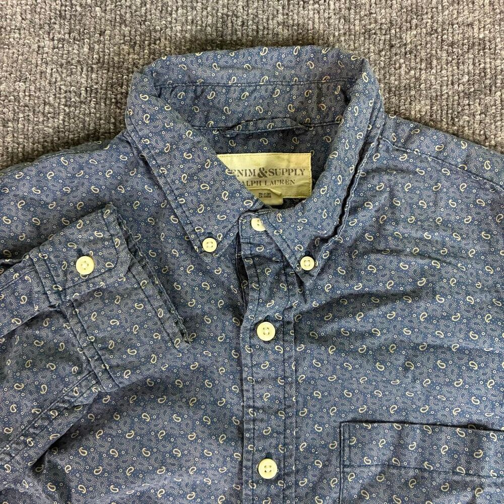 Ralph Lauren Denim & Supply Men’s Medium Blue Paisley Button Down Shirt
